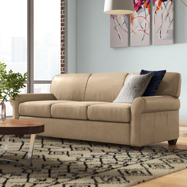 Wayfair Custom Upholstery™ Jennifer Genuine Leather 81" Rolled Arm Sofa